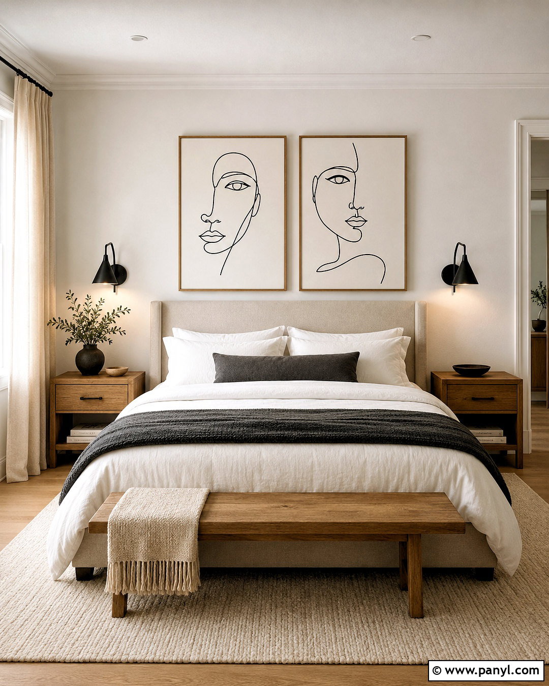 Black And White Line Art Wall - 20 black and white wall decor ideas