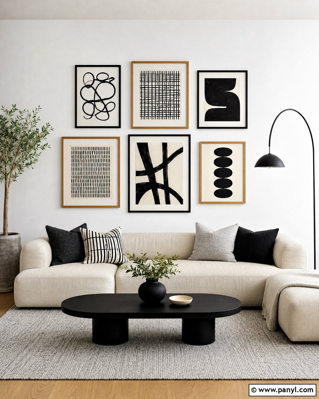Black And White Line Pattern Gallery Wall - 20 black and white geometric pattern ideas