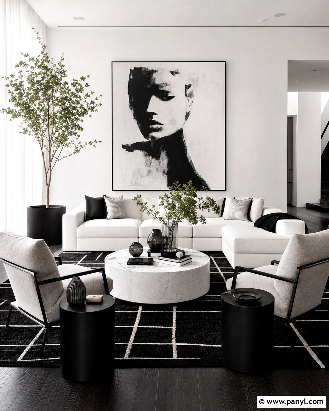 Black And White Living Room With Dark Floors - 20 white walls dark floors living room ideas