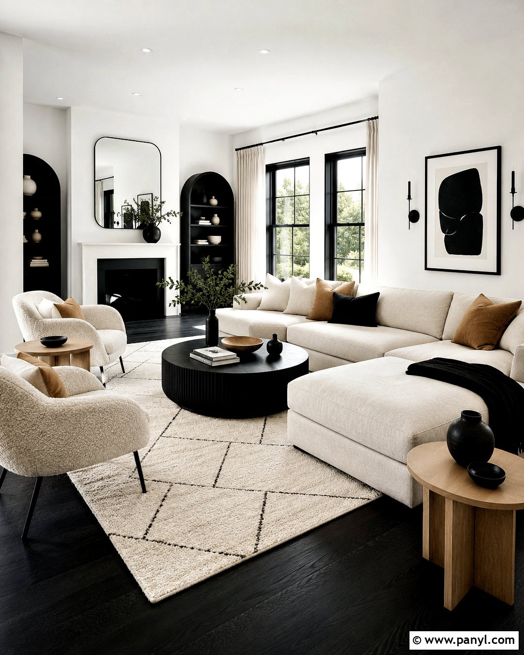 Black And White Living Room With Dark Floors - 20 living room designs dark floors