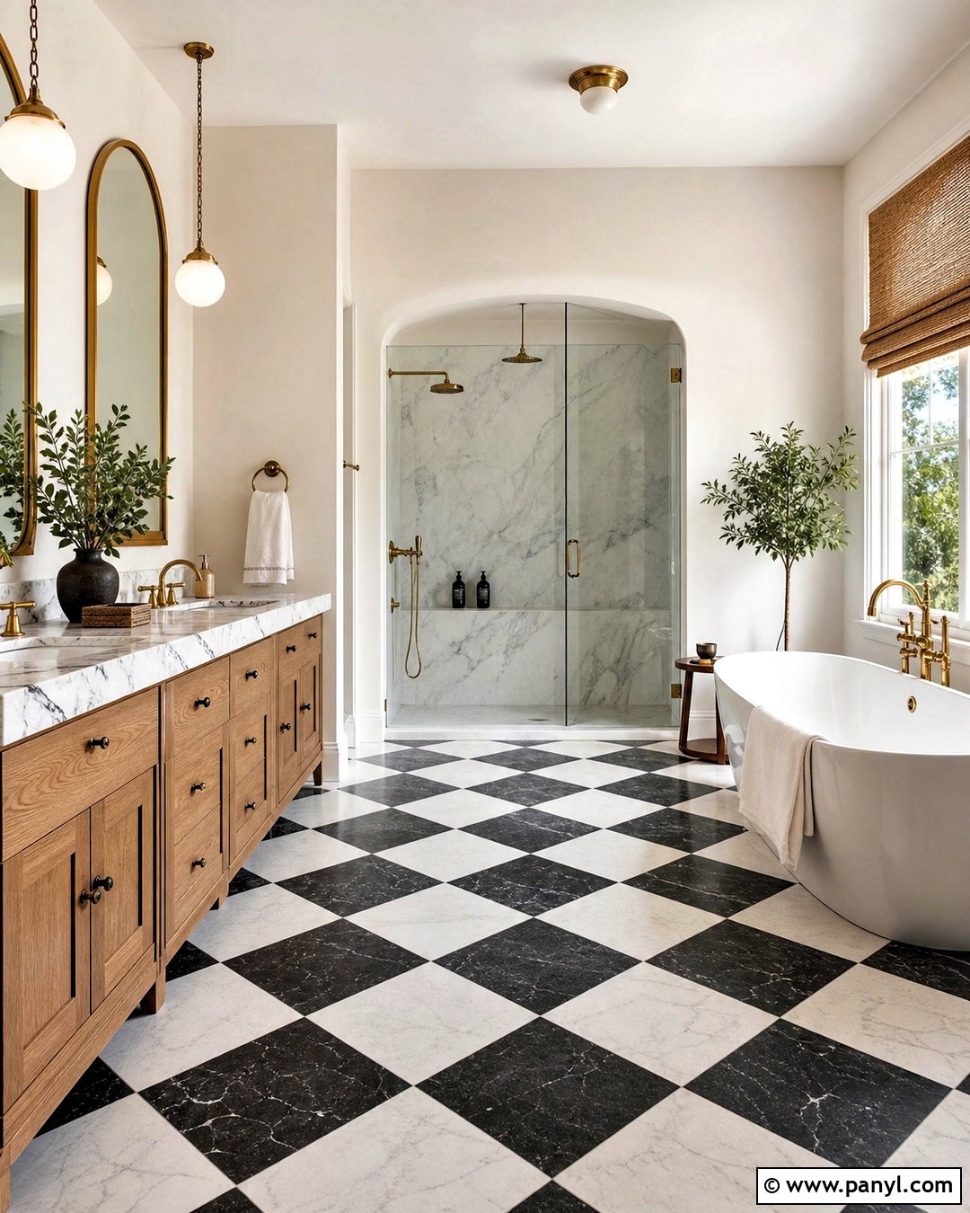 Black And White Marble Checkerboard Floor - 20 bathroom with black and white tile floor ideas