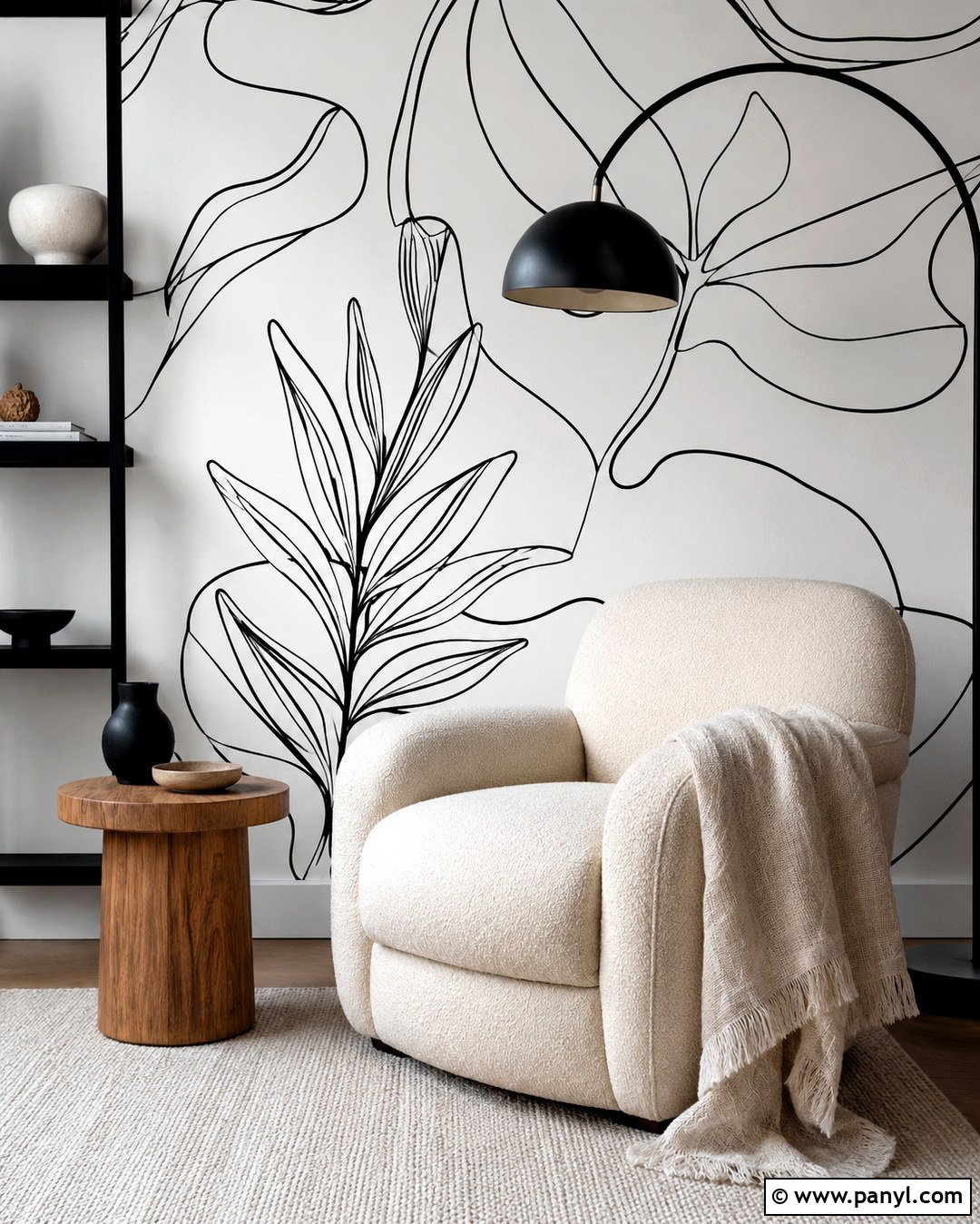 Black And White Minimal Line Wall Pattern - 20 Black And White Wall Pattern Ideas