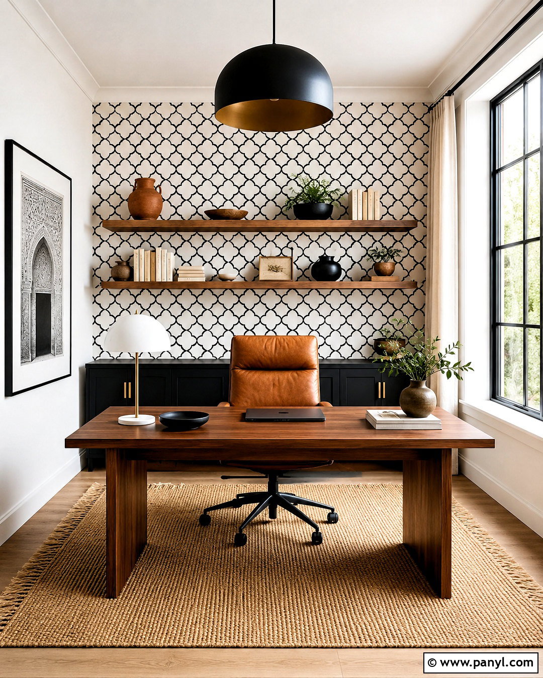 Black And White Moroccan Print Office - 20 moroccan print ideas