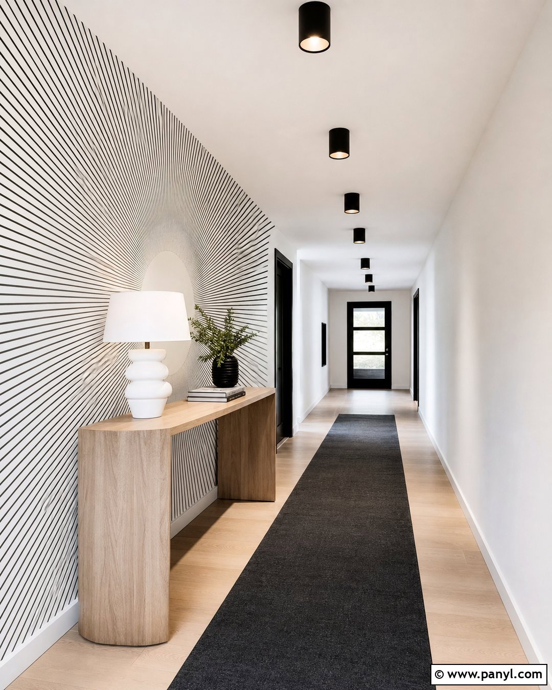 Black And White Optical Hallway Wall - 35 Black And White Accent Wall Ideas