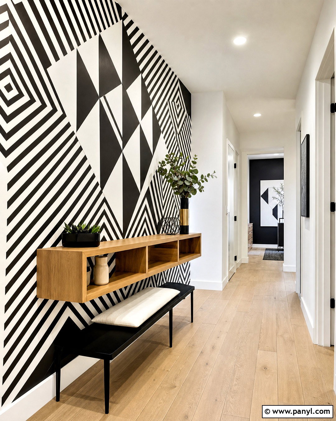 Black And White Optical Illusion Wall - 20 black and white wall painting ideas