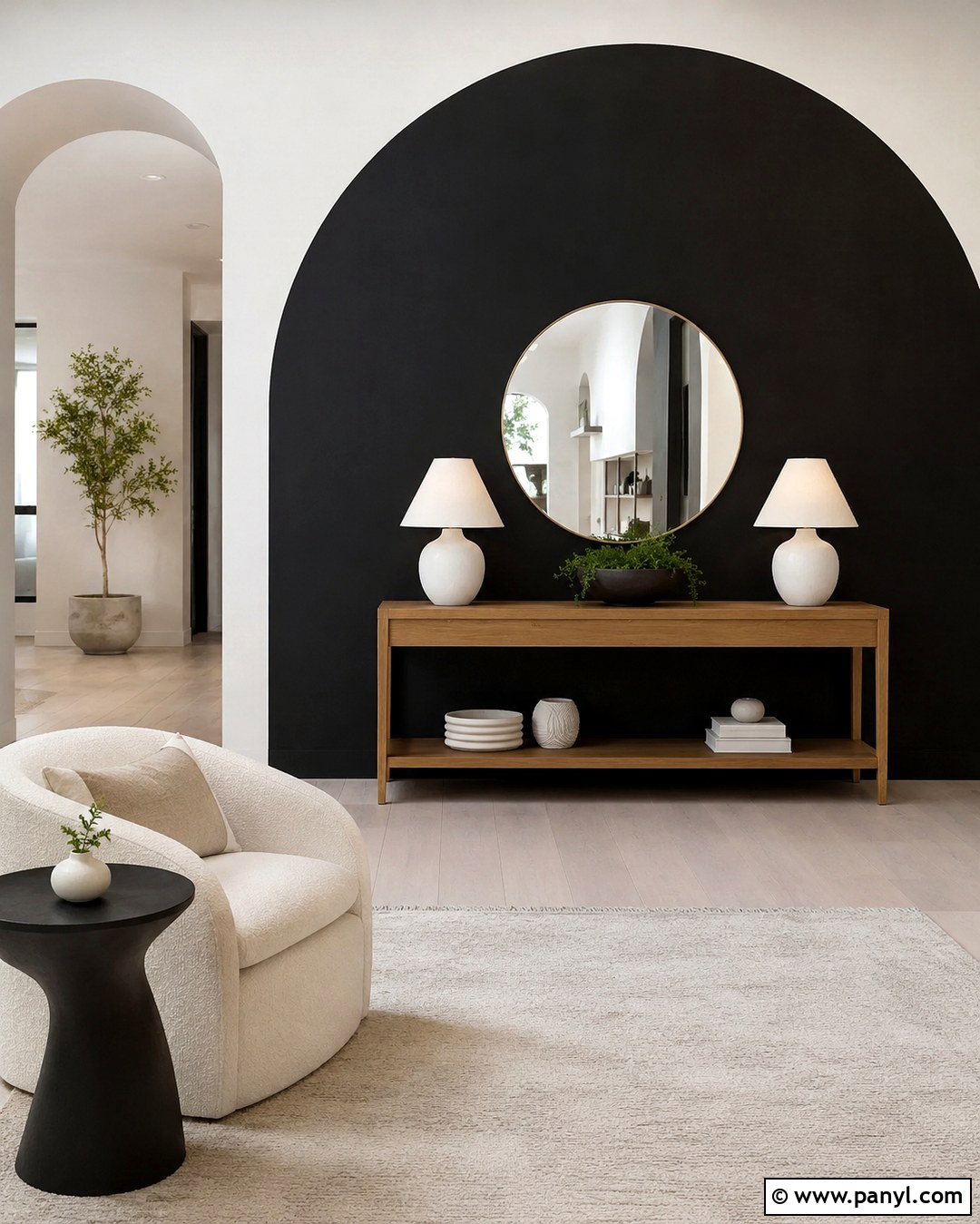 Black And White Painted Arch Accent Wall - 20 White And Black Accent Wall Ideas