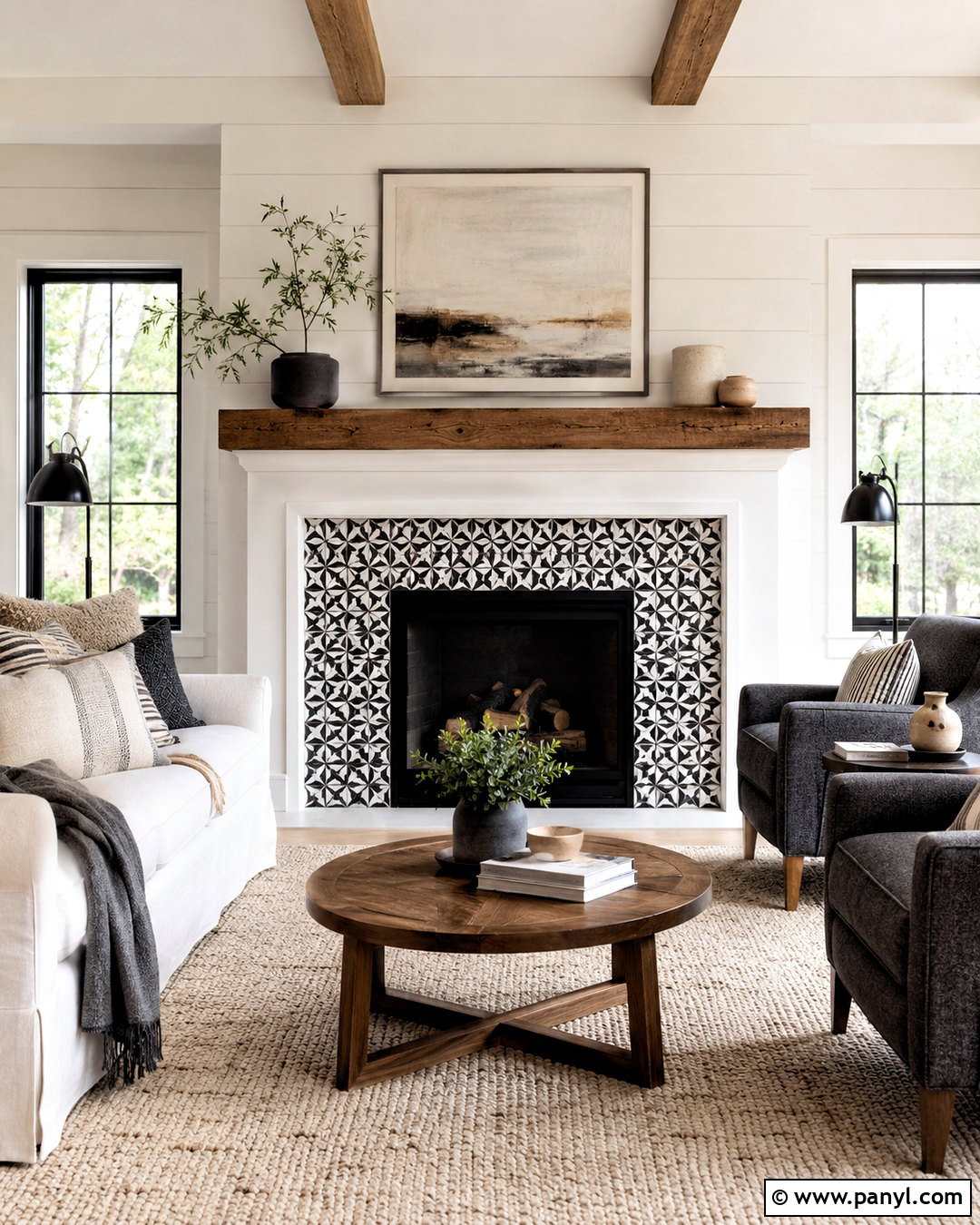 Black And White Patterned Tile Fireplace - 20 black and white fireplace ideas