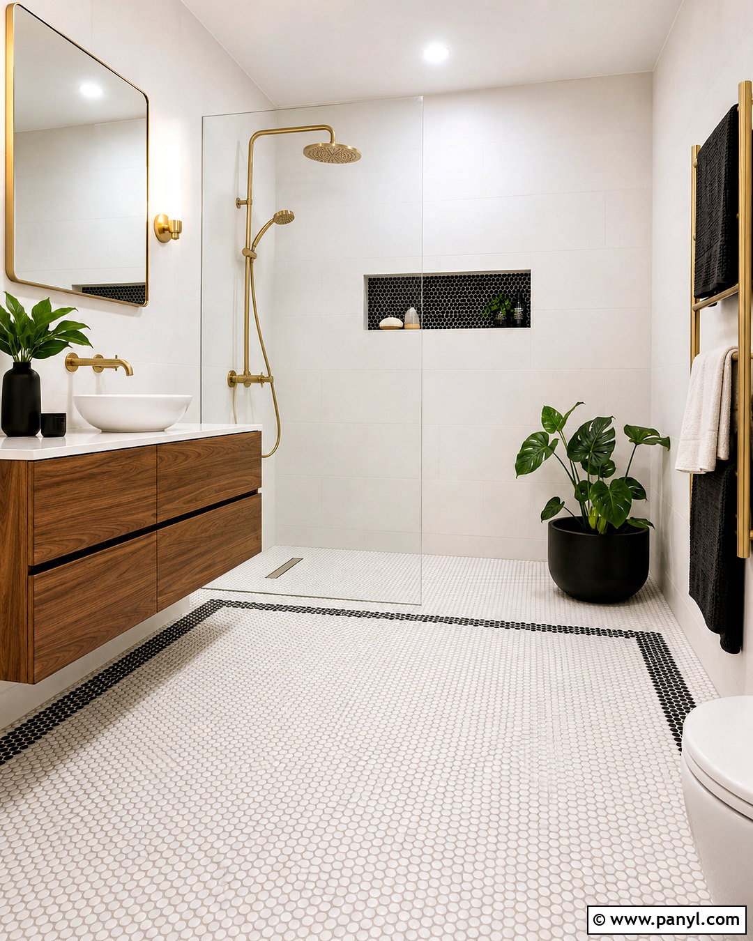 Black And White Penny Bathroom Tile - 20 black and white bathroom tile ideas
