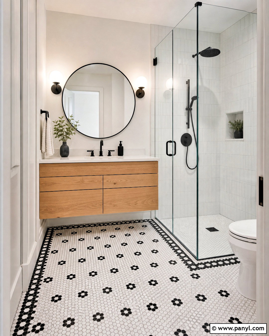 Black And White Penny Tile Bathroom Floor - 20 bathroom with black and white tile floor ideas
