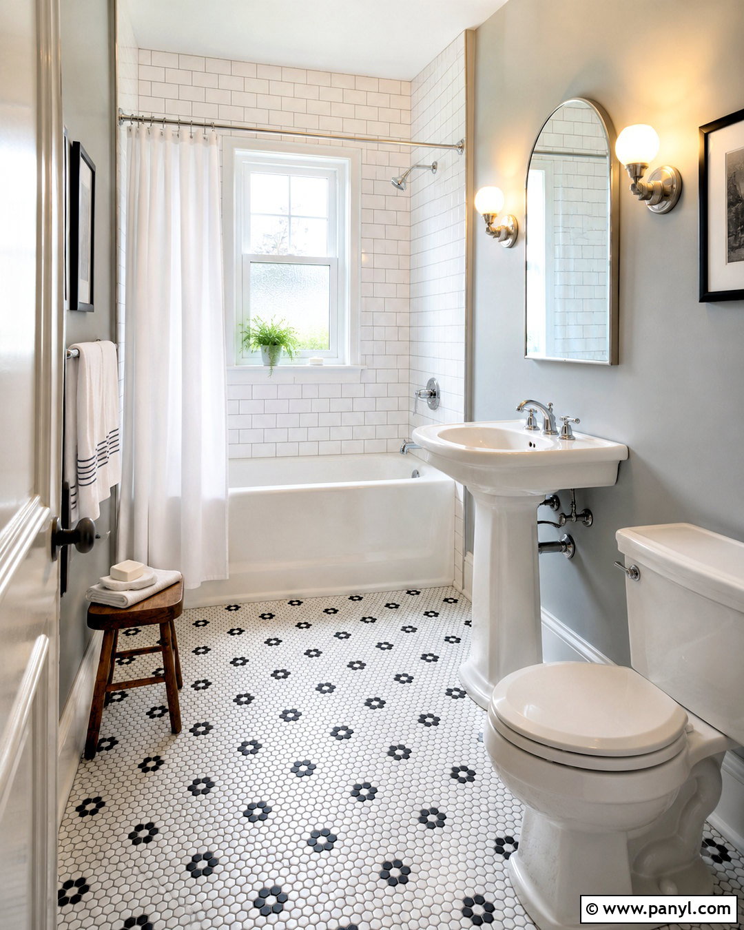 Black And White Penny Tile Bathroom - 20 black and white pattern tile bathroom ideas