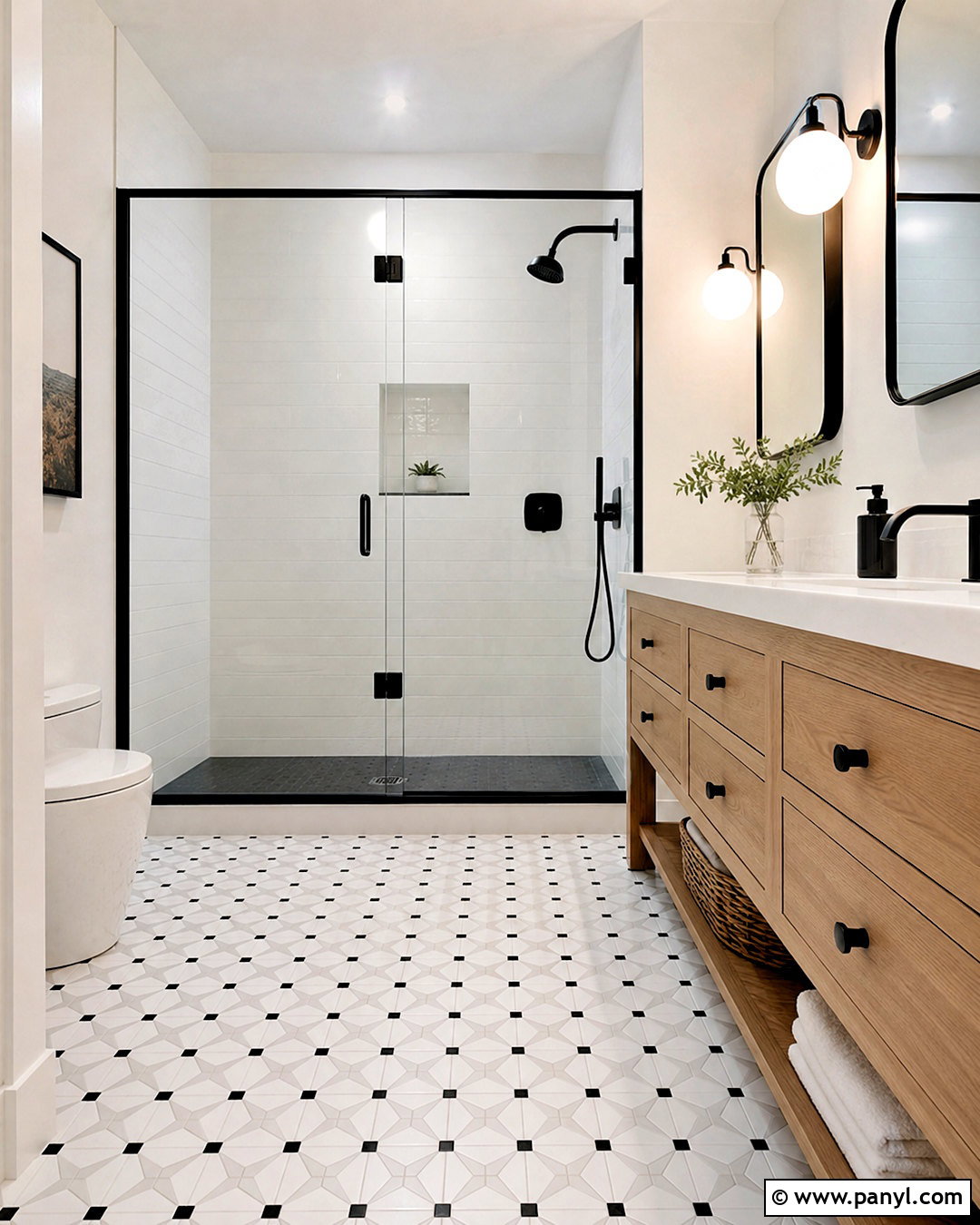 Black And White Pinwheel Bathroom - 20 black and white geometric pattern ideas