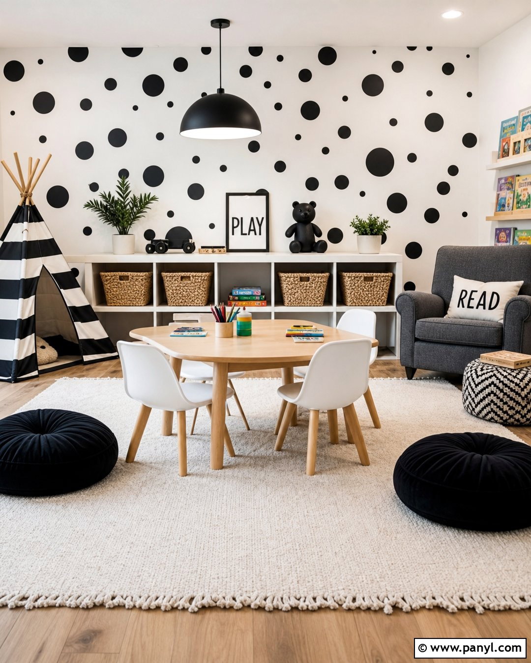Black And White Polka Dot Accent Wall - 35 Black And White Accent Wall Ideas