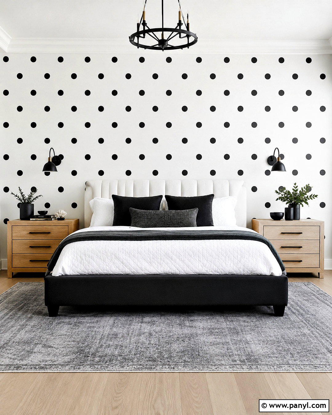 Black And White Polka Dot Bedroom Wall - 40 polka dot walls