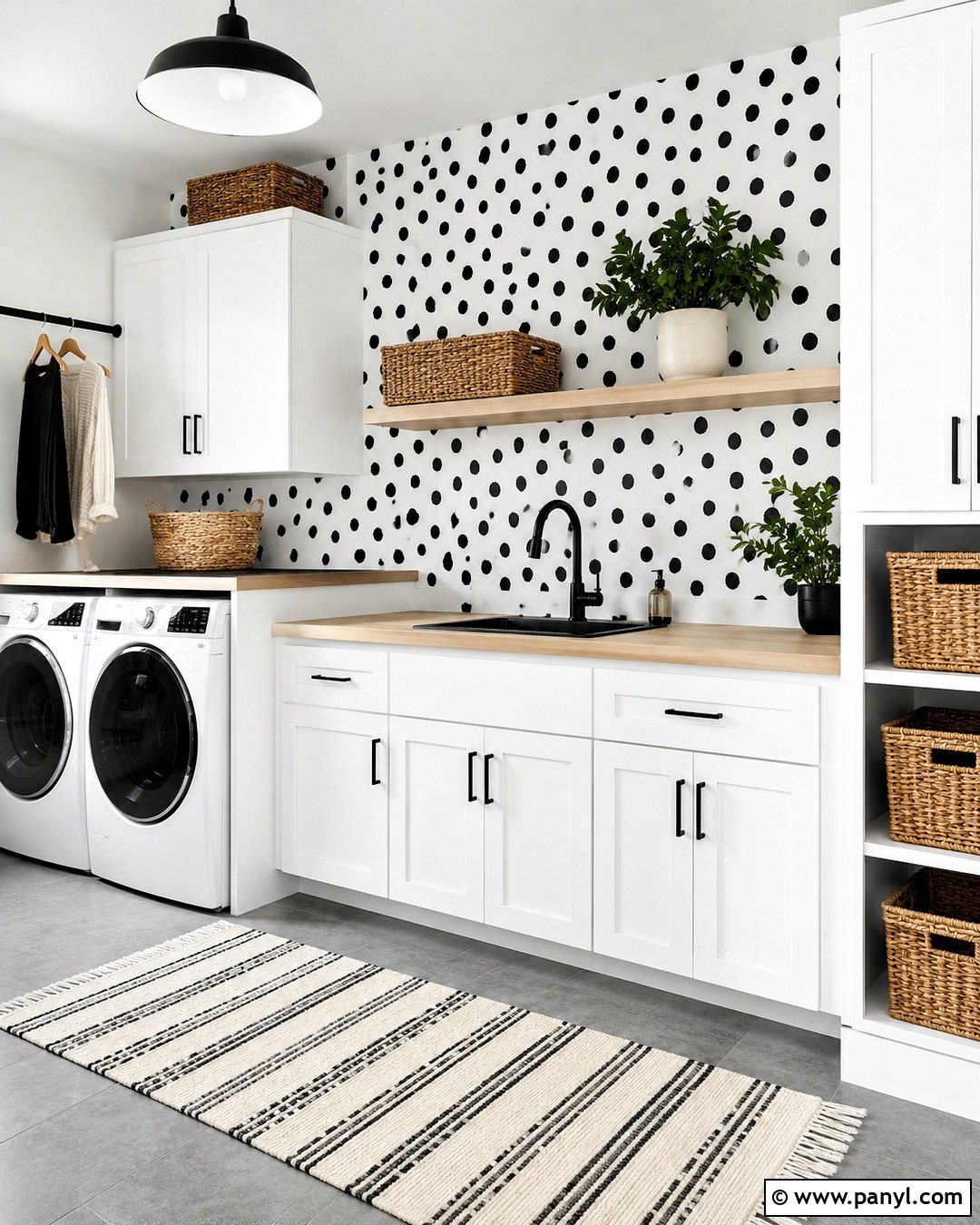 Black And White Polka Dot Wallpaper Accent Wall - 20 black and white wallpaper accent wall ideas