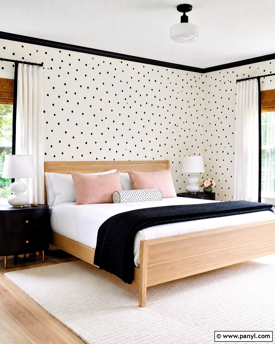 Black And White Polka Dot Wallpaper Bedroom - 20 black and white wallpaper bedroom ideas