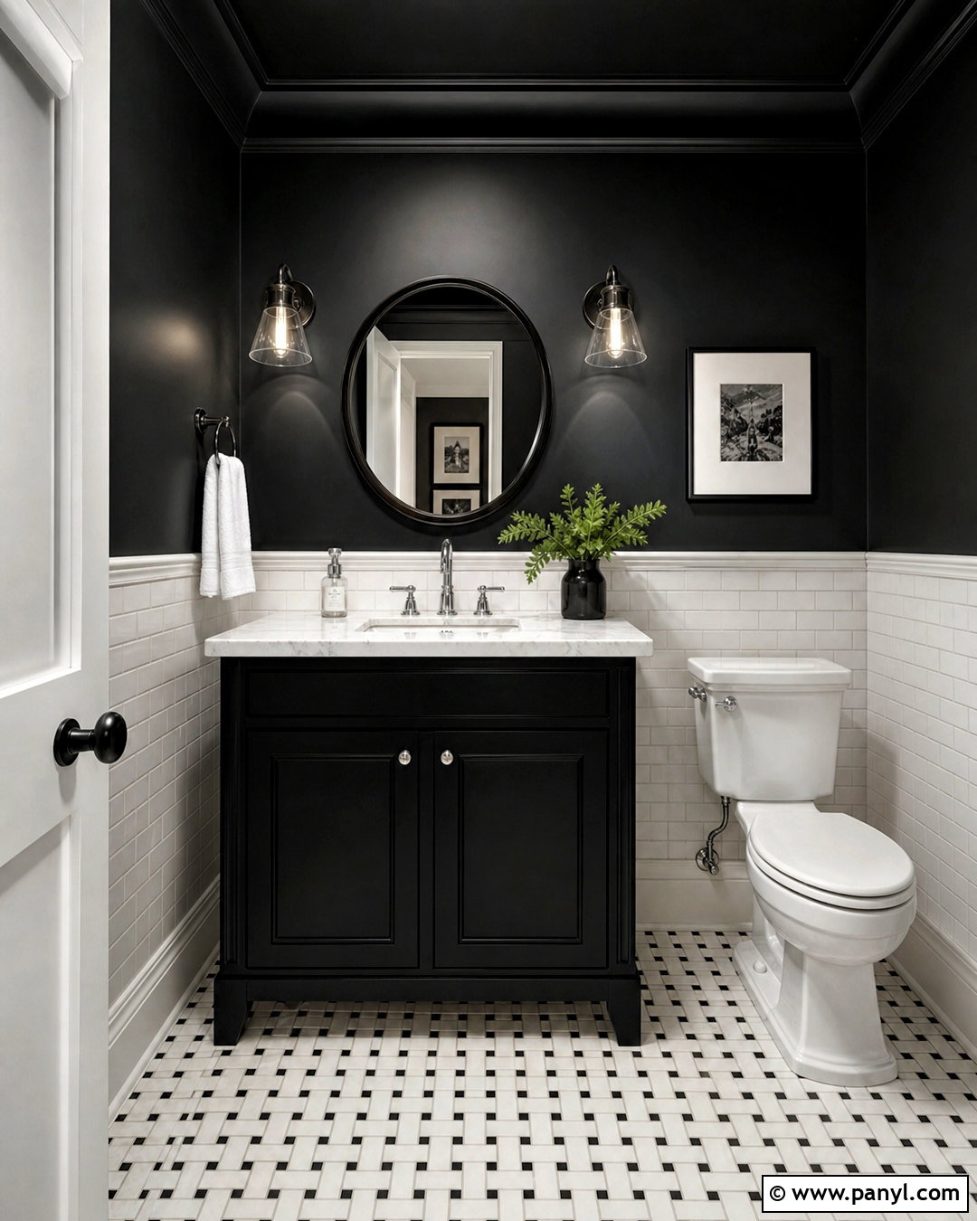 Black And White Powder Room - 20 dark powder room ideas