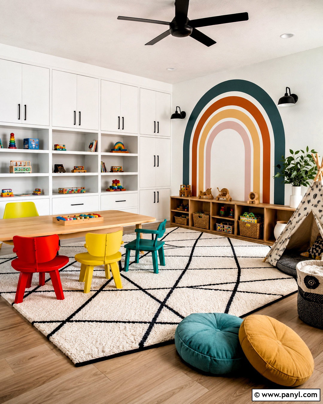 Black And White Rainbow Playroom - 20 playroom color scheme ideas