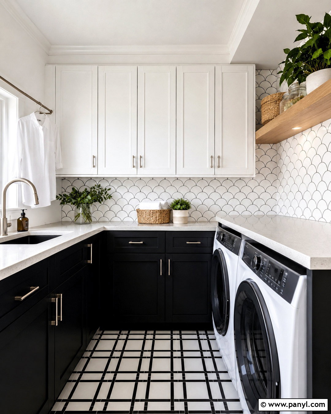 Black And White Scallop Laundry Room - 20 black and white geometric pattern ideas