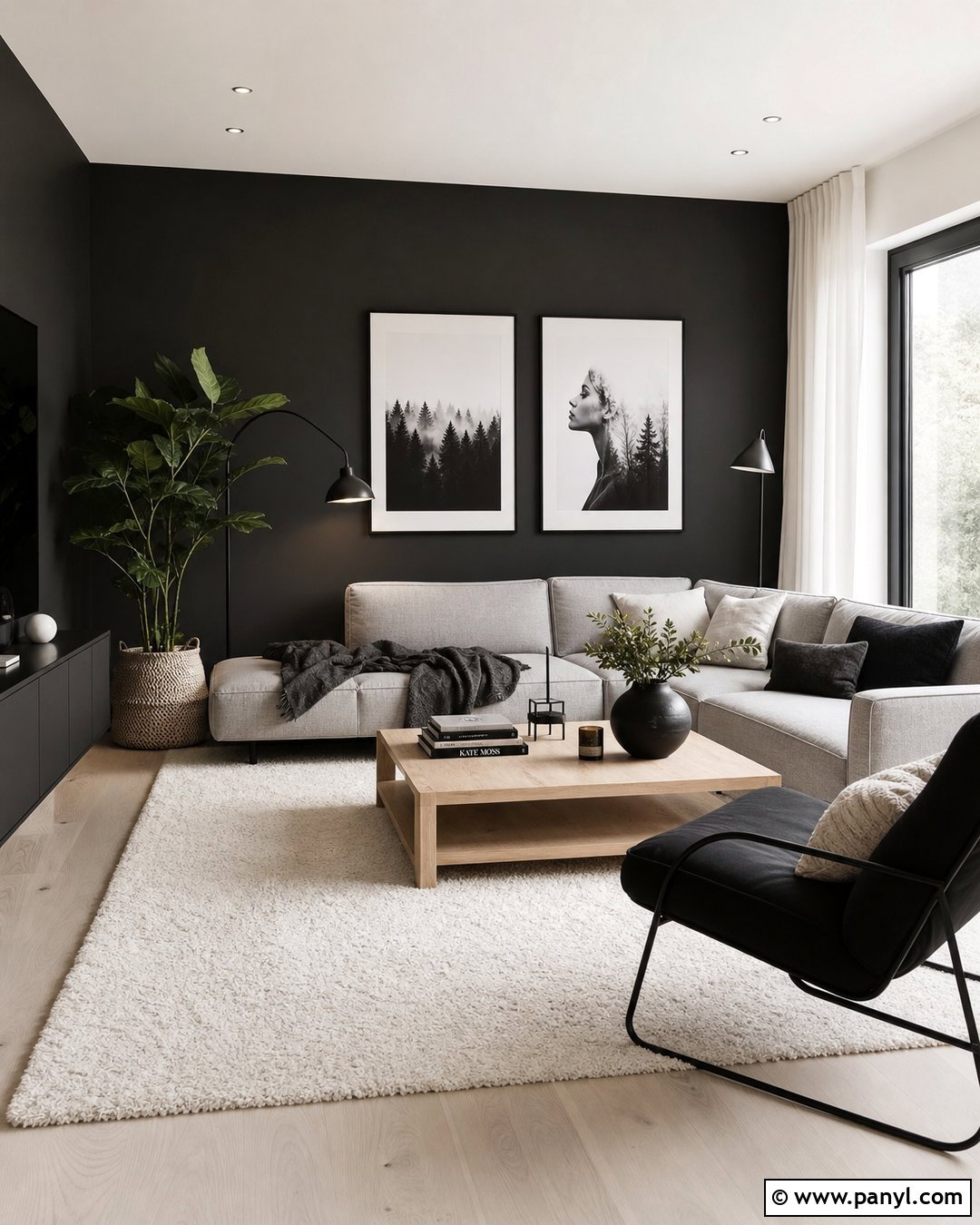 Black And White Scandinavian Room - 35 black painted room ideas