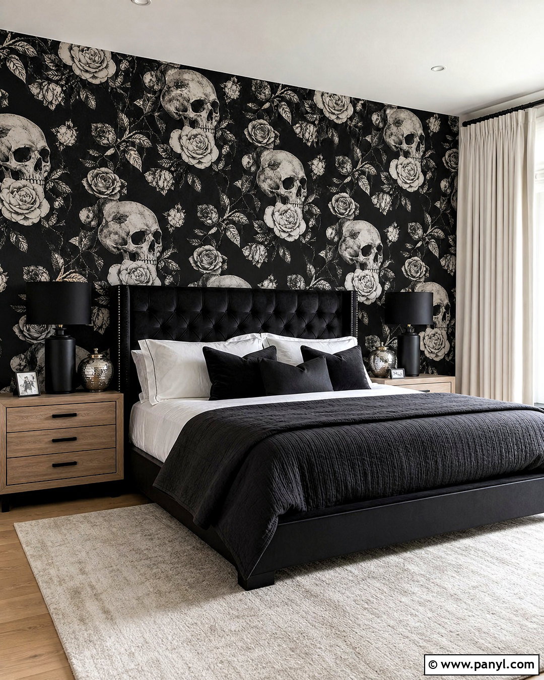 Black And White Skull And Rose Wallpaper Bedroom - 20 skull and rose pattern wallpaper ideas