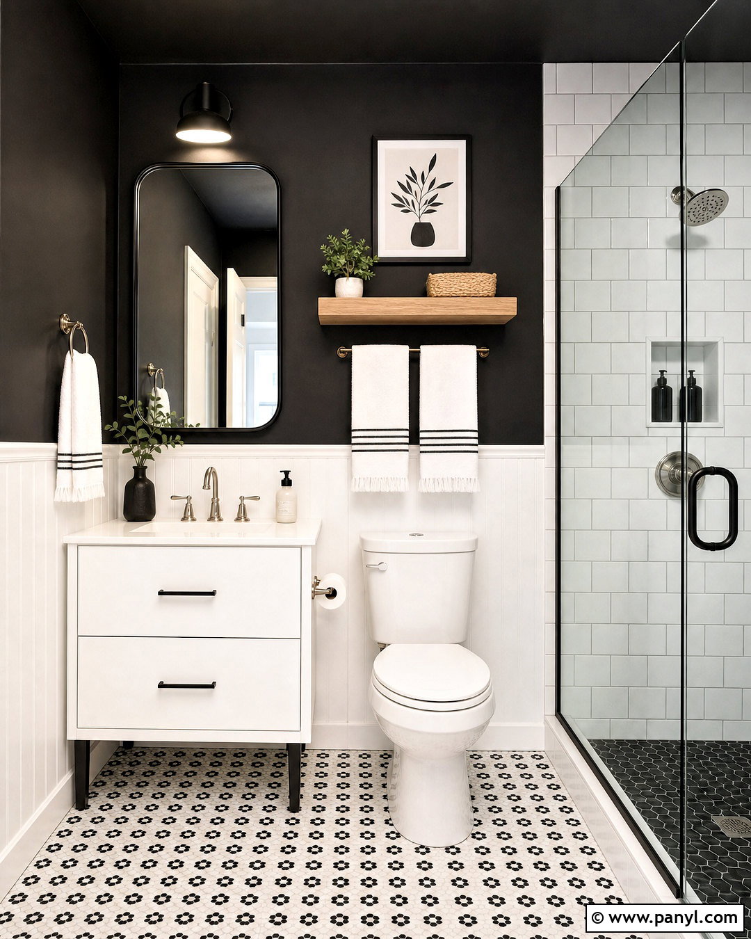 Black And White Small Bathroom - 20 bathroom color ideas for small bathrooms