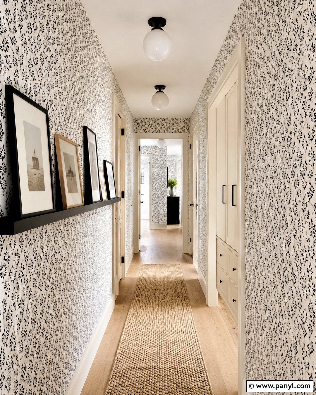 Black And White Small Print Hallway Wallpaper - 20 black white wallpaper ideas