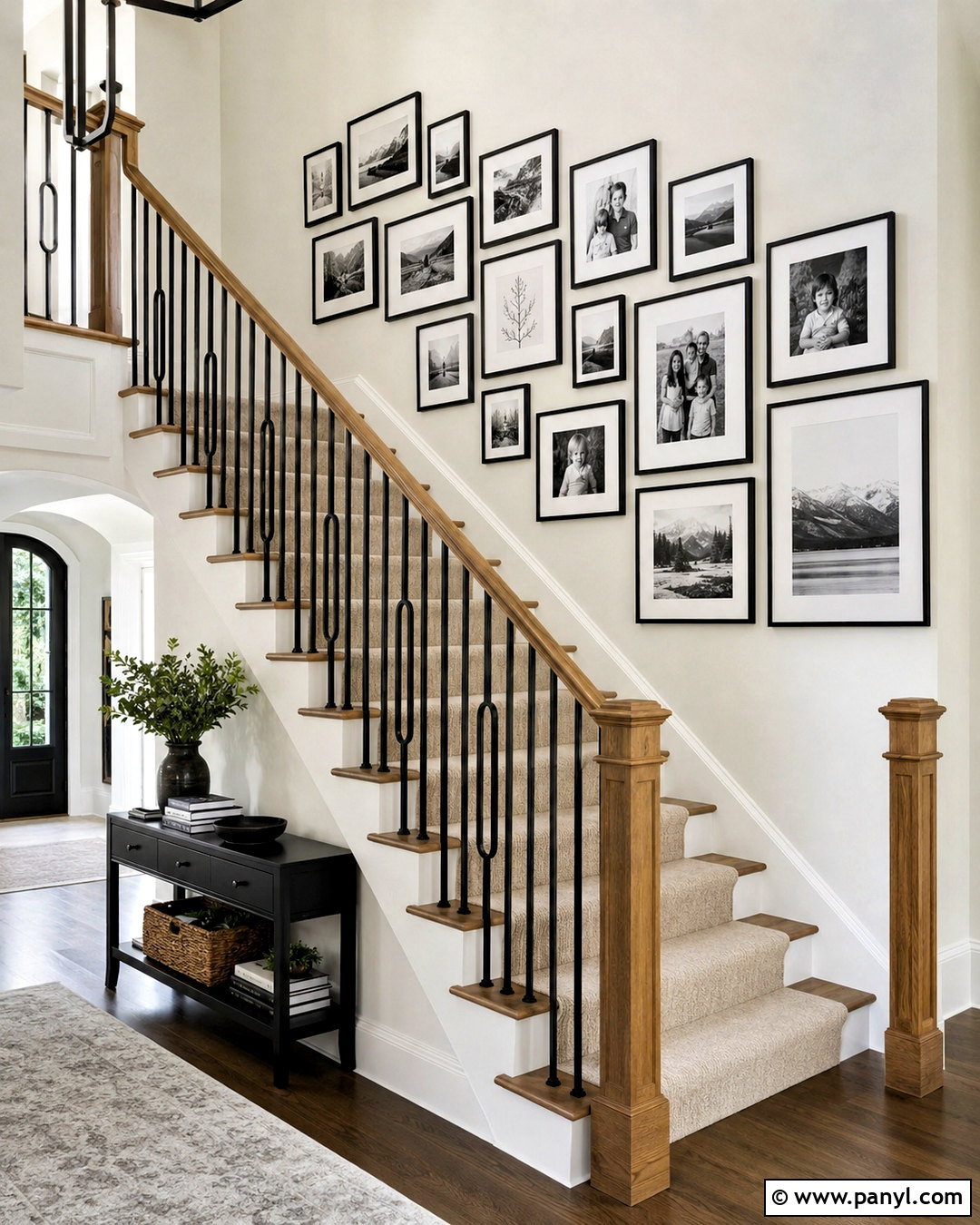 Black And White Staircase Gallery Wall - 20 black and white wall decor ideas