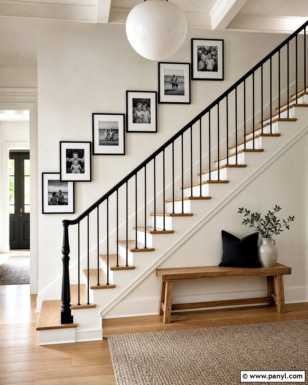 Black And White Staircase Photo Wall - 20 black and white wall design ideas