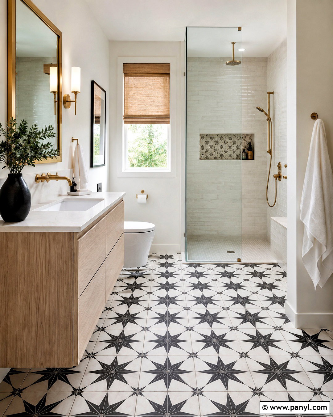 Black And White Star Tile Bathroom - 20 black and white pattern tile bathroom ideas