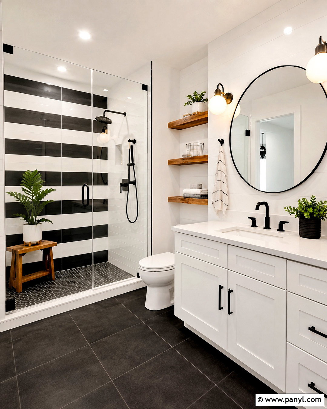 Black And White Striped Bathroom Tile - 20 black and white bathroom tile ideas