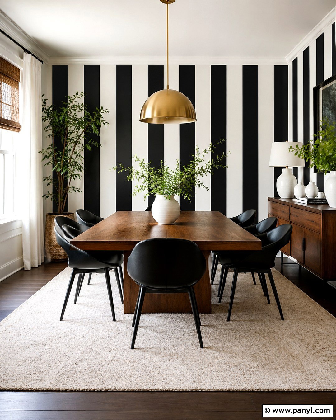 Black And White Striped Dining Room Wall - 20 Stripe On Wall Ideas