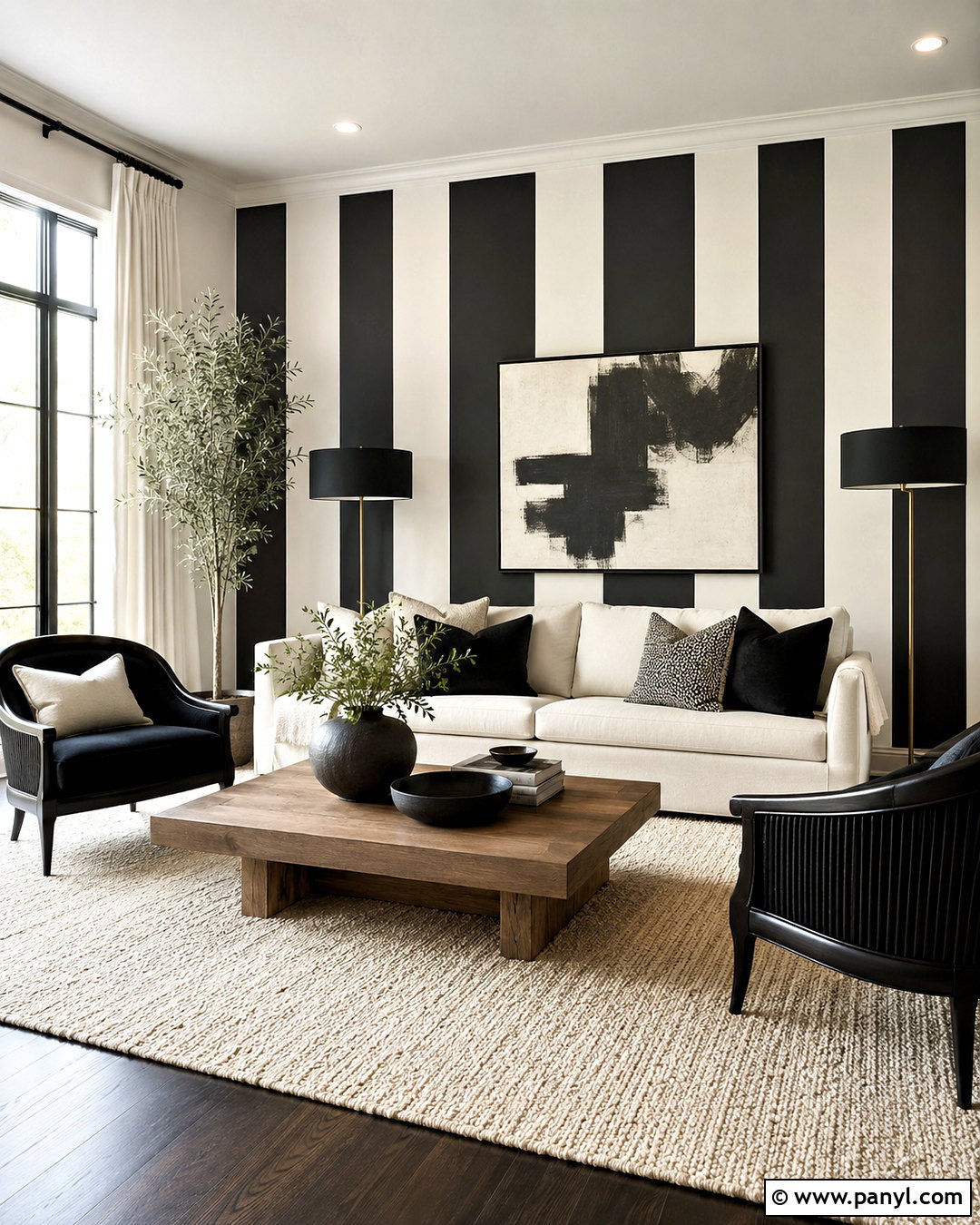 Black And White Striped Living Room - 20 black and white pattern design ideas