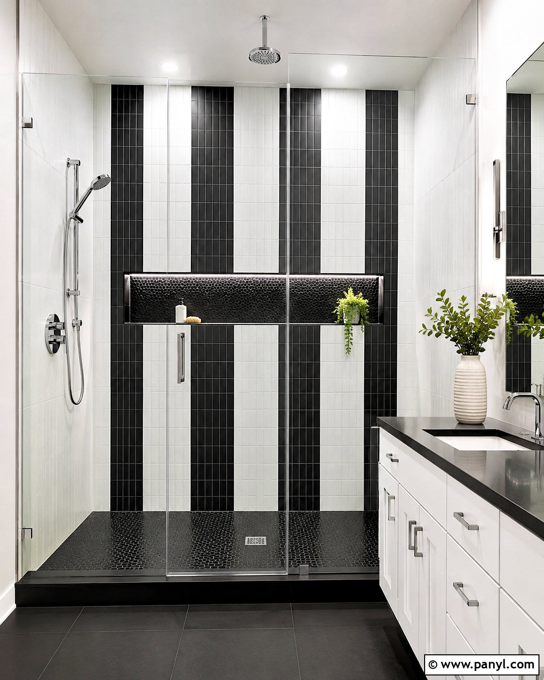 Black And White Striped Shower Tile - 20 black and white shower tile ideas