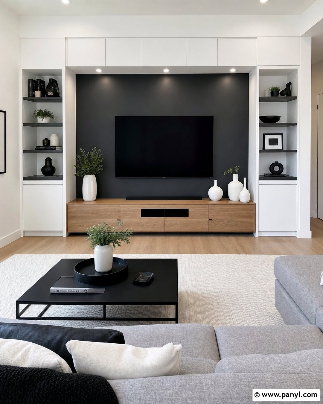 Black And White TV Accent Wall - 35 Black And White Accent Wall Ideas