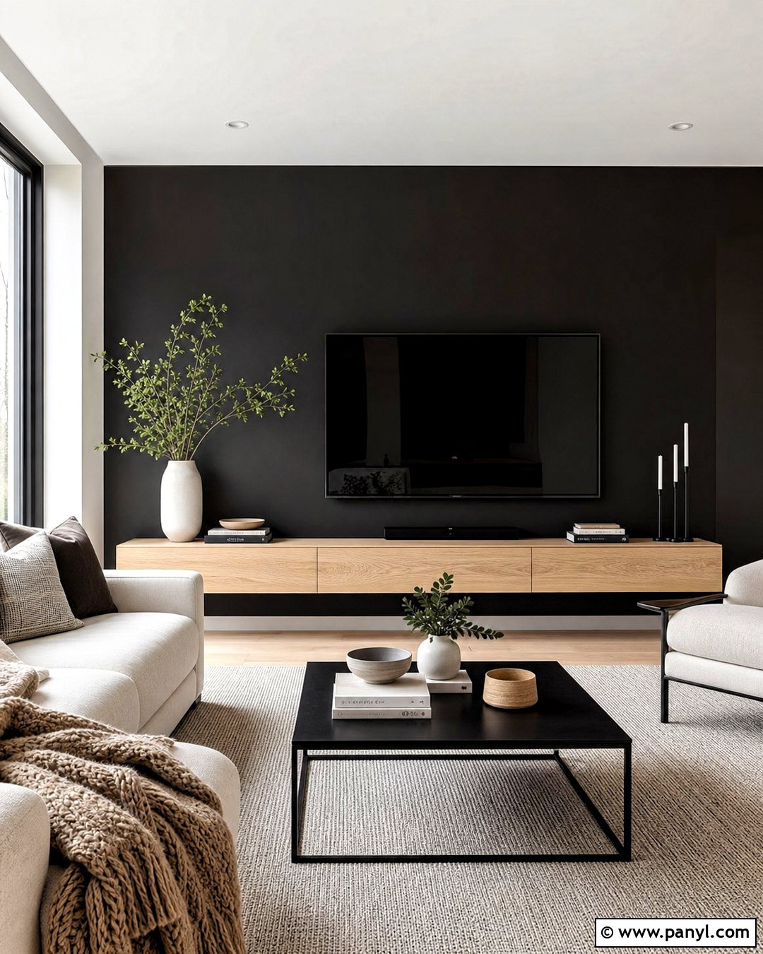 Black And White TV Wall - 20 simple tv wall design ideas