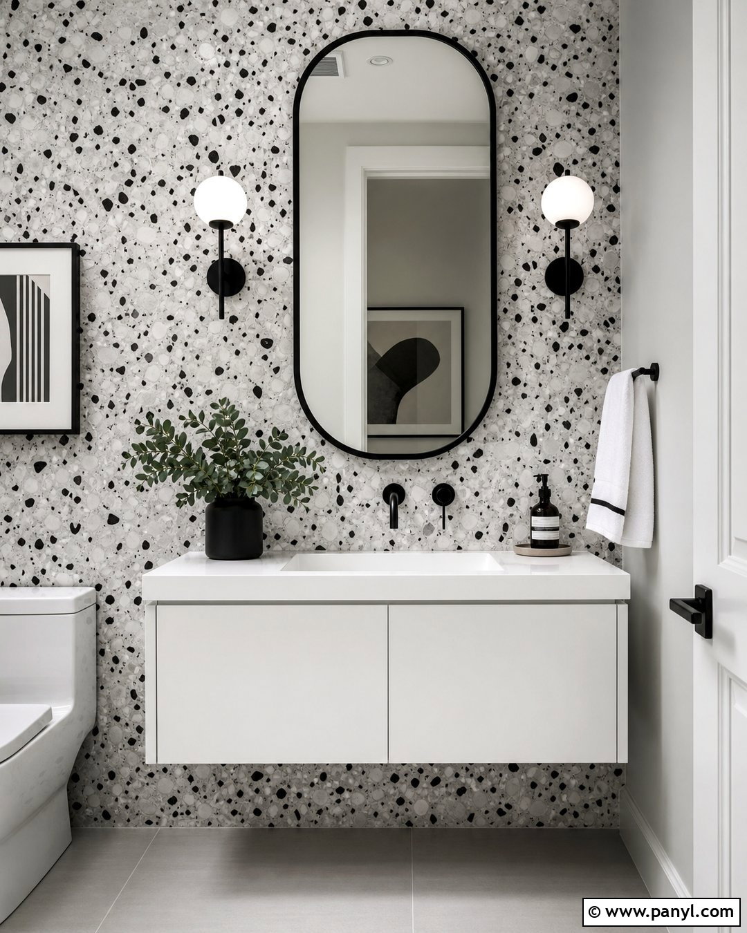 Black And White Terrazzo Accent Wall - 35 Black And White Accent Wall Ideas