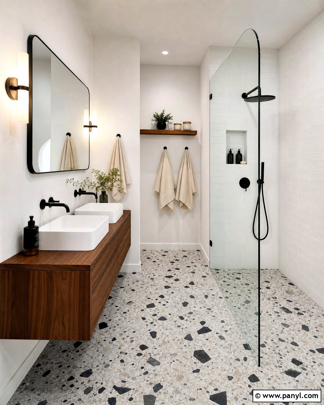 Black And White Terrazzo Bathroom Floor - 20 bathroom with black and white tile floor ideas