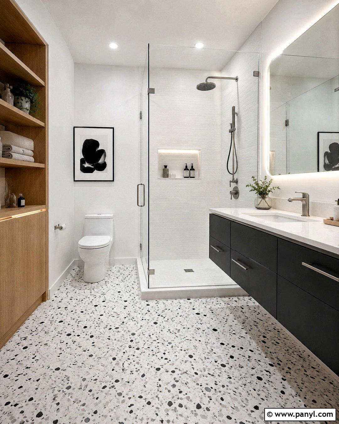 Black And White Terrazzo Bathroom Tile - 20 black and white bathroom tile ideas