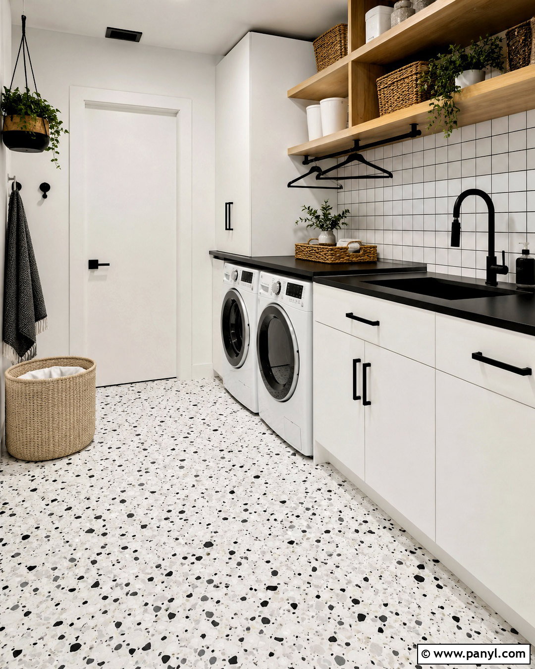 Black And White Terrazzo Laundry Room - 20 black and white pattern design ideas