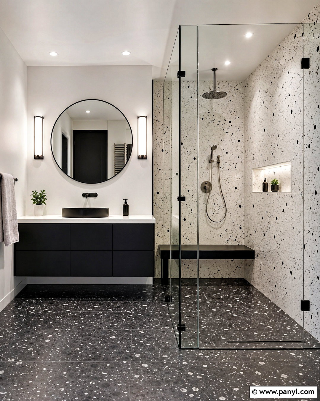 Black And White Terrazzo Shower Tile - 20 black and white shower tile ideas