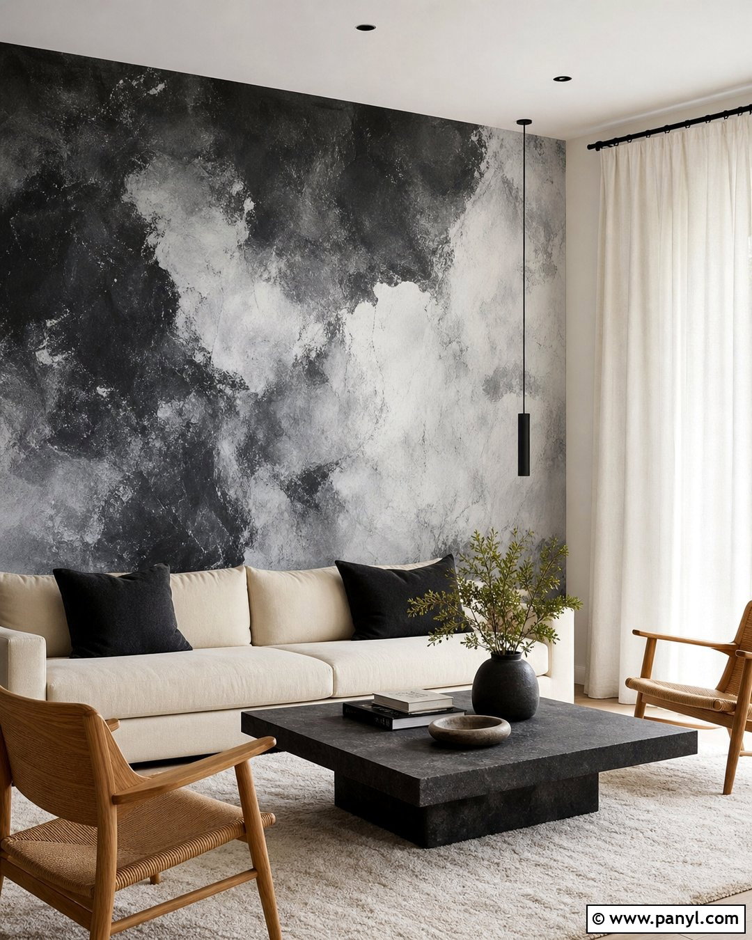 Black And White Textured Plaster Accent Wall - 35 Black And White Accent Wall Ideas
