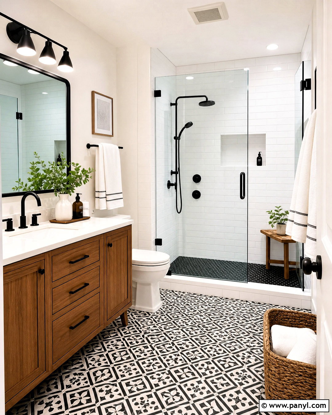 Black And White Tile Bathroom - 20 bathroom with black accents