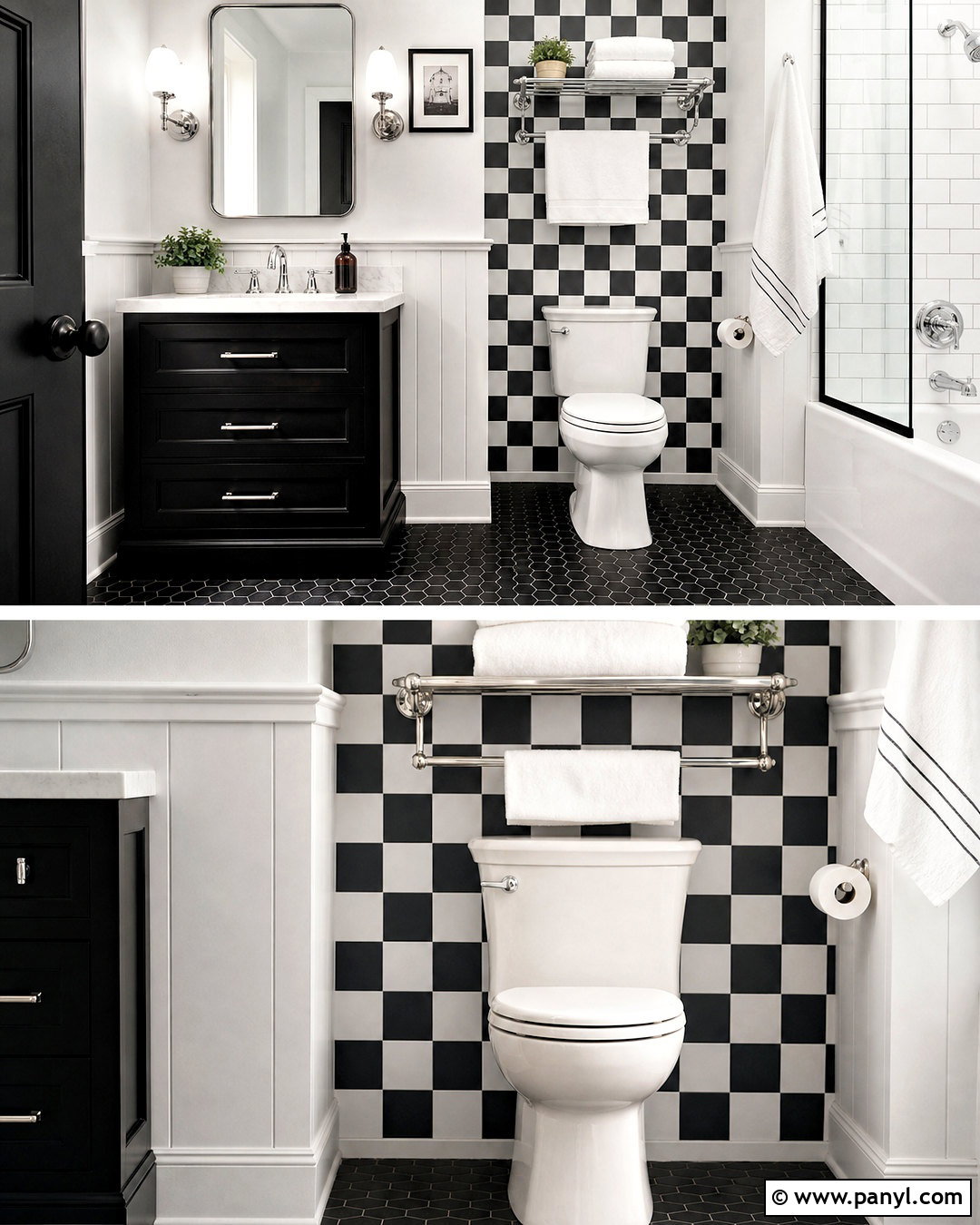 Black And White Tile Behind Toilet Accent Wall - 20 behind toilet accent wall ideas