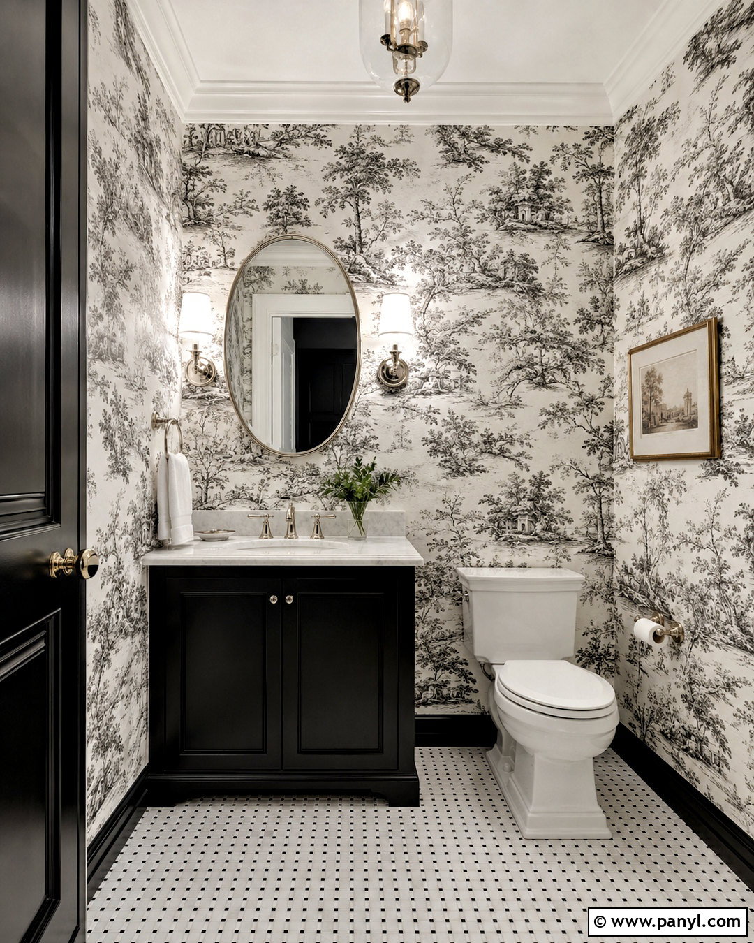 Black And White Toile Powder Room Wallpaper - 20 black white wallpaper ideas