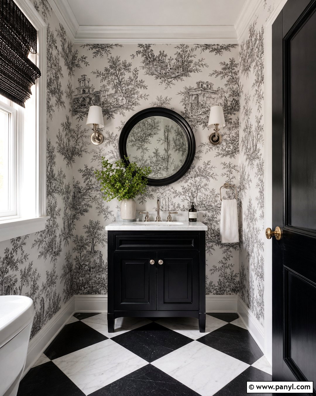 Black And White Toile Wall - 35 black and white walls