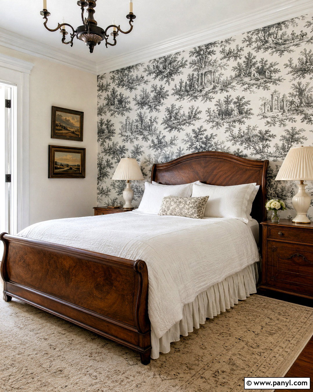 Black And White Toile Wallpaper Accent Wall - 20 black and white wallpaper accent wall ideas