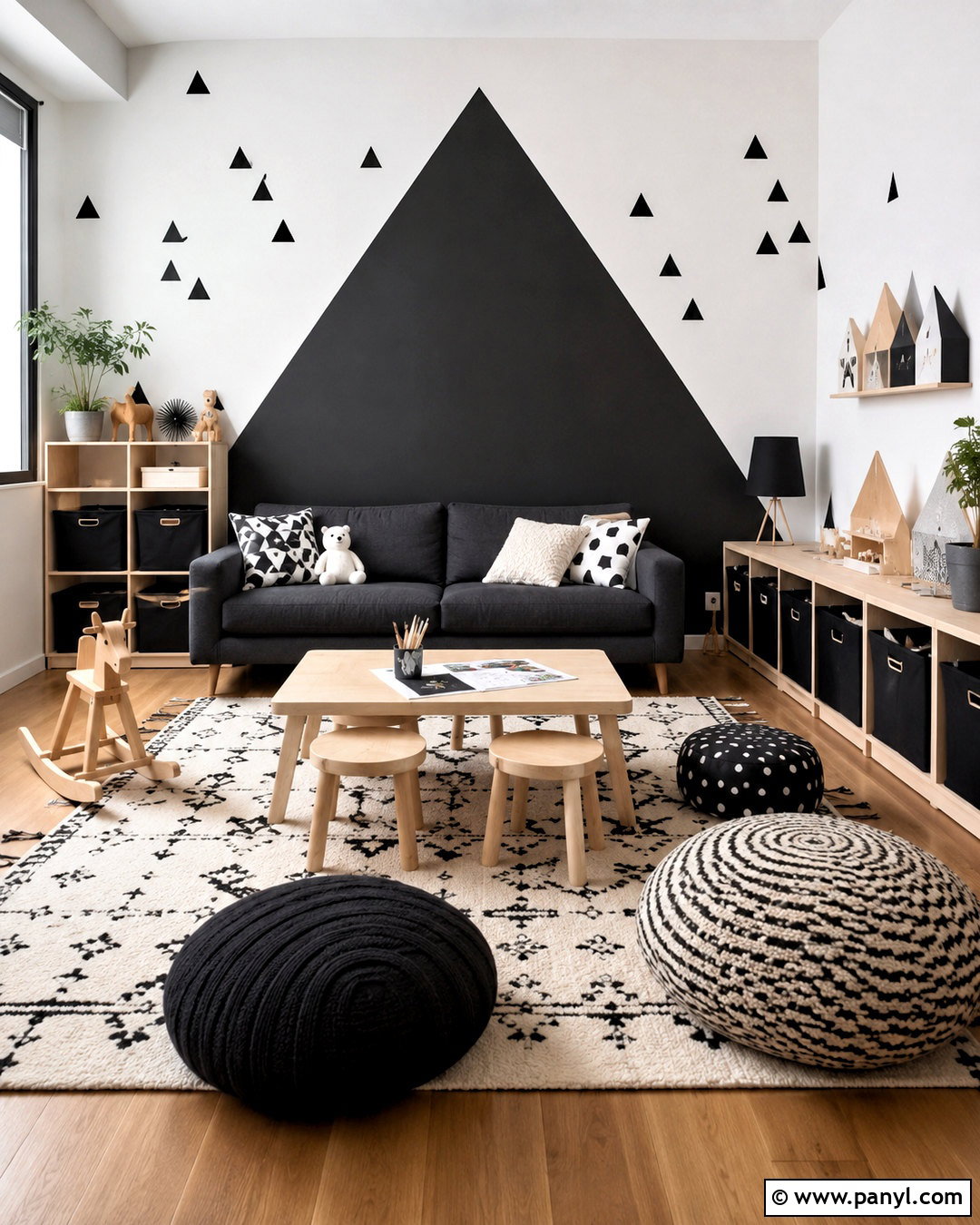 Black And White Triangle Playroom - 20 black and white geometric pattern ideas