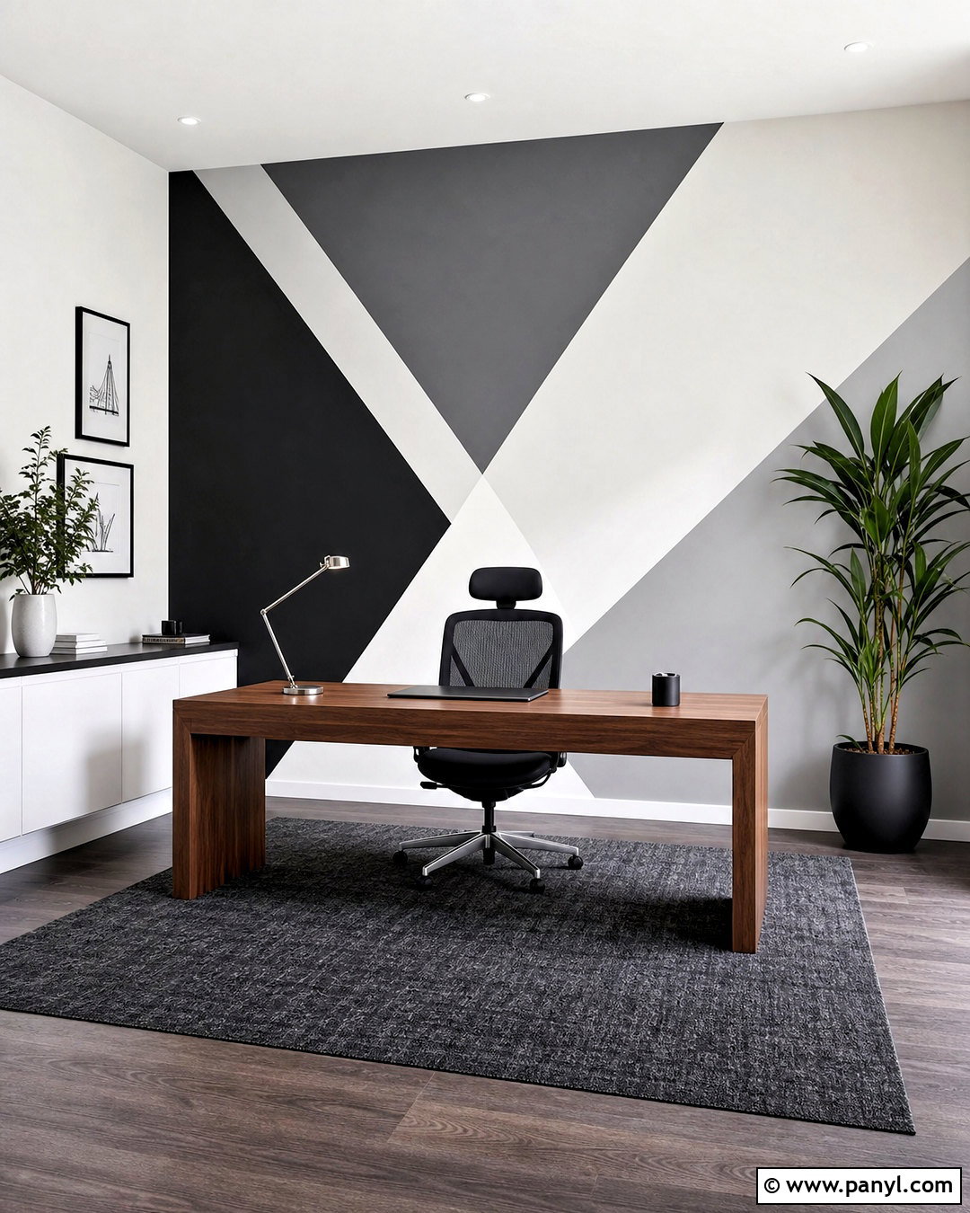 Black And White Triangle Wall Office - 20 triangle painted wall ideas