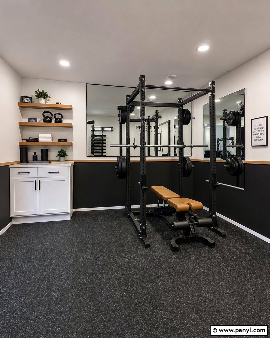 Black And White Two-Tone Home Gym Walls - 30 Home Gym Wall Color Ideas