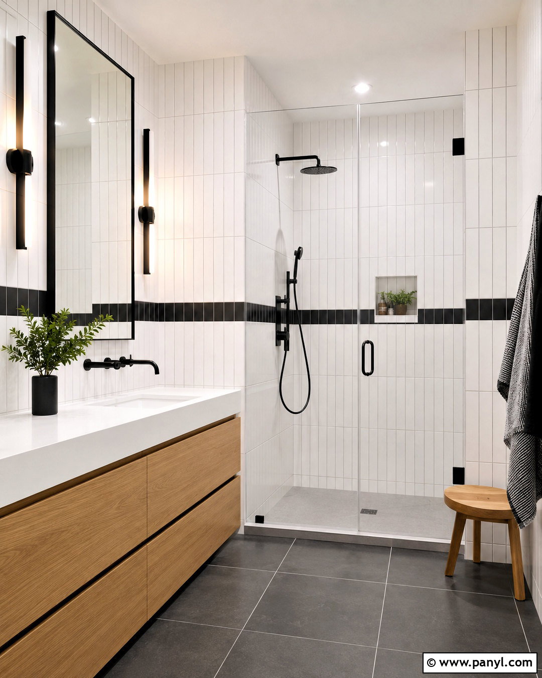 Black And White Vertical Bathroom Tile - 20 black and white bathroom tile ideas